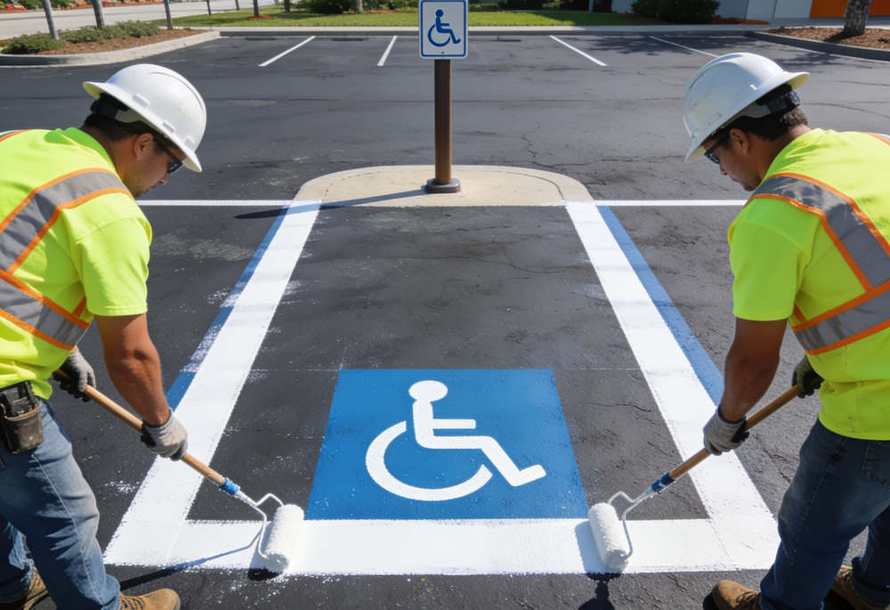 Is Your Parking Lot ADA Compliant in 2026? Striping and Signage Rules Lake County Property Managers 