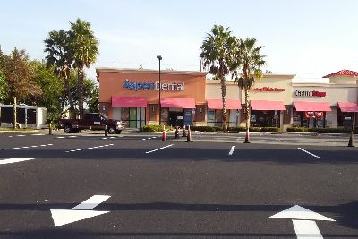 Newly striped parking lot
