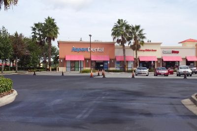 Newly sealcoated parking lot