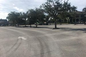 Old & faded parking lot stripes