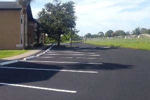 Well-maintained residential parking lot