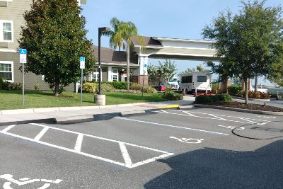 Faded parking lot lines