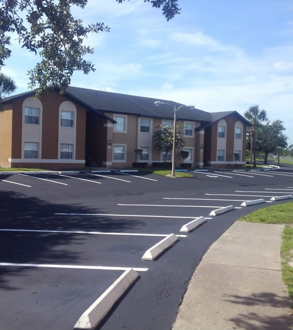 Parking lot with wheelstops